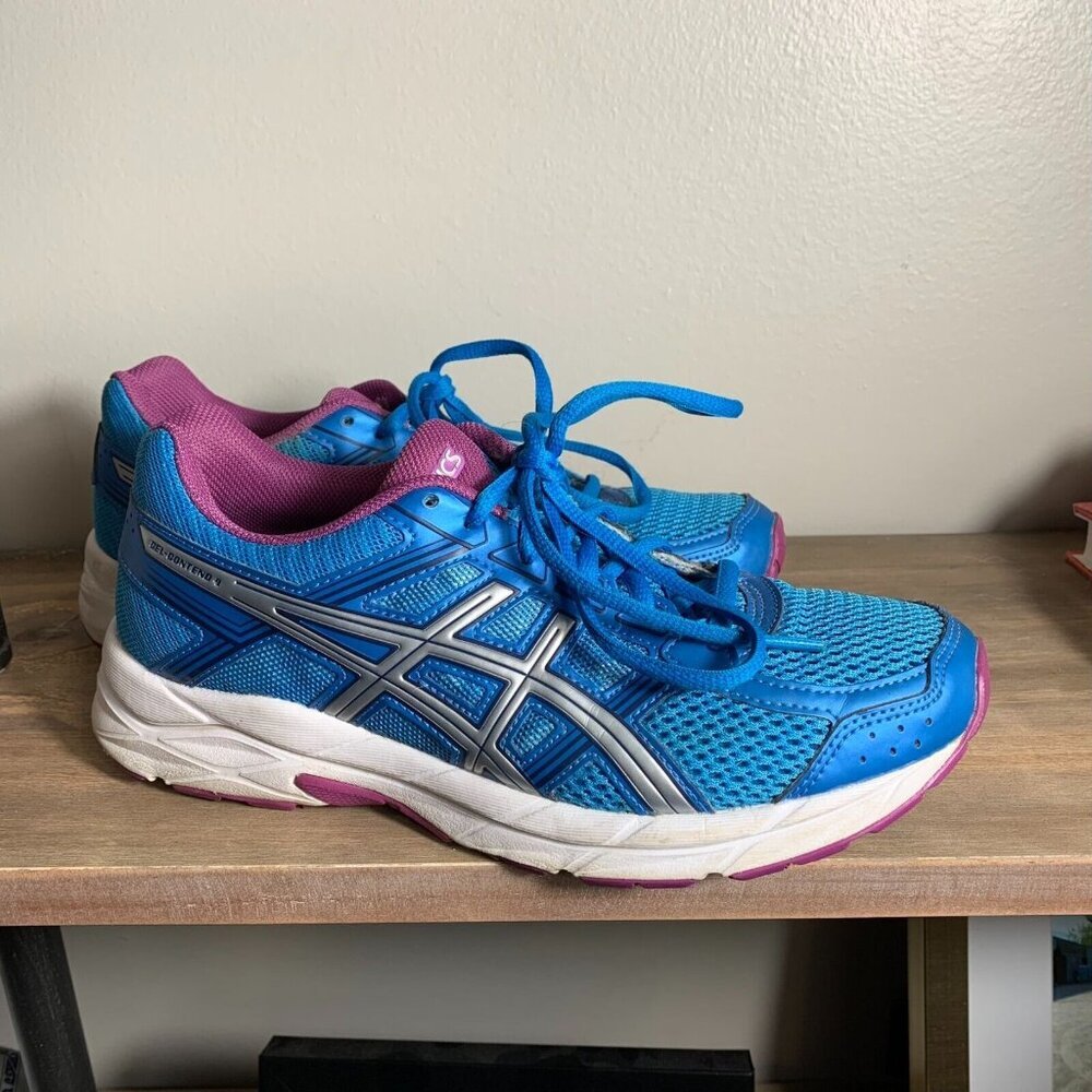 Asics Gel Contend 4 Women's Size 7.5 Running Shoe Blue Fuchsia Athletic Sneakers